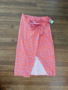 BNWT Rip Curl Neon Isle Bright Floral Wrap Skirt in Pink and Orange Size Large